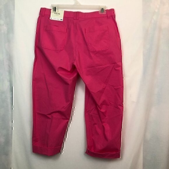 NEW NWT RAFAELLA PETITE Classic Capri Bright Hot Pink Barbie Cuffed Cotton sz 6P - Picture 7 of 7